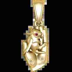 Golden Dragon Pendant with Ruby Eye