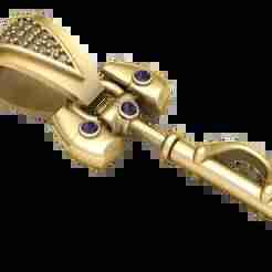 Golden Key Pendant with Gemstones 3D Printable Model
