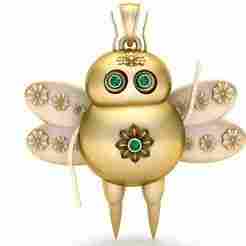 Golden Whimsical Bug Pendant 3D Printable Model