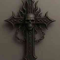 Gothic cross with skull