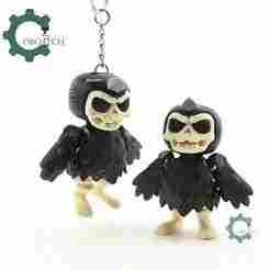 Halloween Skeleton Crow Articulated Keychain - Cute Backpack Keychain