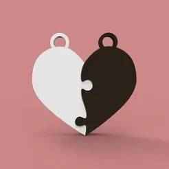 Heart Puzzle Keychain Pendant