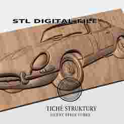 Jaguar E-Type – Classic Vintage Car Bas Relief – 3D STL Model