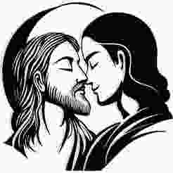 Jesus and Buddha Kissing 1 - 2D/3D Wall Art STL+SVG For CNC Router, Plasma, Waterjet, Laser & 3D Printer