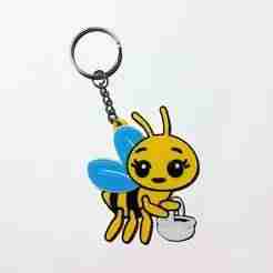 Keychain little bee with basket the clown plim plim