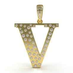 Letter V Flush Setting Diamond Pendant