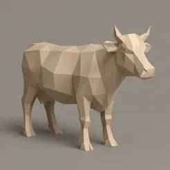 Low Poly Cow 3D Model – STL File for 3D Printing