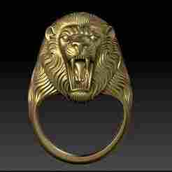 Majestic Roaring Lion Head Ring – 3D Printable Jewelry Model (OBJ)