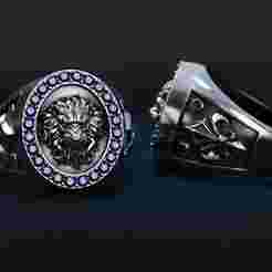 Male Lion Ring With Patterns 3D Model