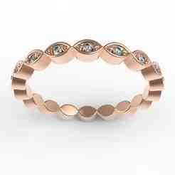 Marquise Shaped Bezel Round Diamond Eternity Wedding Ring