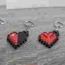 Minecraft 4 Hearts Keychains