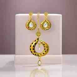 Modern Gold Pendant and Earrings Set Combo 3D print model