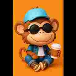 Monkey Chilling with a Coffee Tabletop