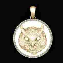 owl pendant jewelry gold   3d printable model