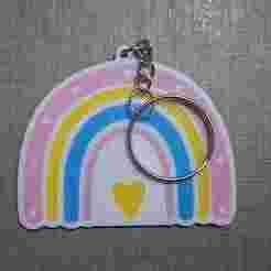 Rainbow key ring with heart (3mf)