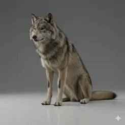 realistic seated wolf