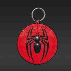 Retro Comic Style Spider Logo Fob - Two-Tone Raised Web Crawler Keychain Design