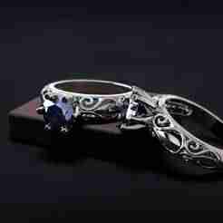 Ring With Big Stone and Patterns 3D Model