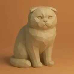 Scottish Fold Cat Low Poly 3D Model