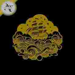 Ship - Line Art - 2D Wall Art Decor