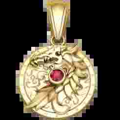 Silver Dragon Emblem Pendant with Ruby