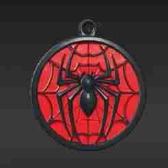 Stylized Arachnid Hero Keyring - Printable Fan Art Web Pattern Emblem for Bags