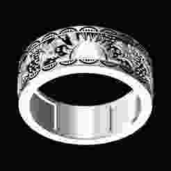 Sun Eagle Engraving Mens Ring