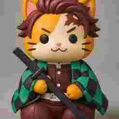 Tanjiro Cat Slayer - Anime-Inspired STL Kimetsu no Yaiba