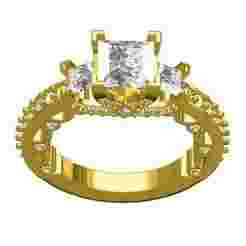 Three Princess Stone Solitaire Engagement Ring