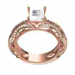 Unique Floral Filigree Solitaire Engagement ring for Women