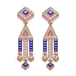 Unique Long Drop Diamond Earring