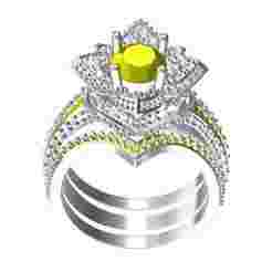 Unique Triple Bands Flower Shape Womens Ring