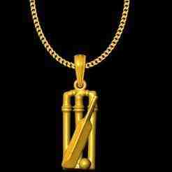 wicket and Bat - Cricket pendant charm