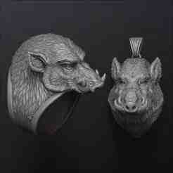 Wild Boar Pendant Ring Collection