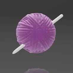 WOOL BALL KEY RING WITH NEEDLE FOR EASY PRINTING IN PARTS AND ASSEMBLY