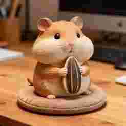 Cute Hamster Figurine with Seed - 3D Print STL Model