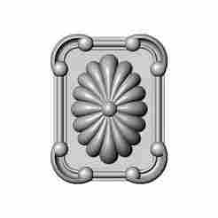 Rectangular carved corners frame ribbed oval rosette relief 3D print model