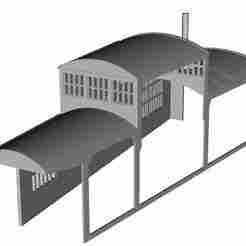 French Type G roundhouse building Left through road 48 road type 1/160 scale