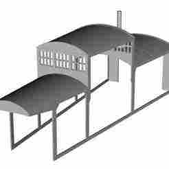 French Type G roundhouse building middle section through 36 road type 1/160 scale