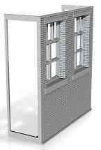 TALL WAREHOUSE base wall with windows (brick version)  1/76 scale