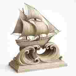 Tempest Voyager – High Seas Sailing Ship Sculpture”