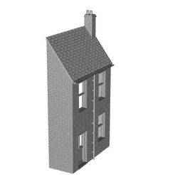 Terrace House Back -Brick (Flemish bond) door on left 1/87 scale