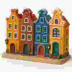 Amsterdam Townhouses - Stylized 3D Miniature Set