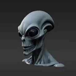 1:12 Scale Alien Overseer Headsculpt - Futuristic Extraterrestrial Custom Action Figure Part