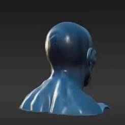 1/12 Scale Metallic Headsculpt for Action Figures - Liquid Metal Finish, Energy Lines, Stern Expression