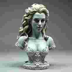 100mm Fantasy Lady Bust: Detailed Portrait Miniature