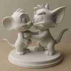 2130 Tom and Jerry Kissing - 3D Printed Stand, tom, jerry, mouse, pug, dachshund, poodle, cat, monkey, camel, beagle, crocodile, lion, fox, bull terrier, pomeranian, galgo, wolf, doberman pinscher, elephant