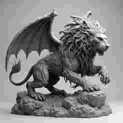 28-32mm Winged Lion: High-Detail Fantasy Miniature