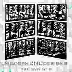 Animals deer forest patern wolf - designs fence Digital Project Laser Cutting cnc plasma,Forest Patterns Panel Templates vector Dxf Jpg Svg