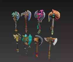 Fantasy Stylized Battle Axe Pack - 8 Unique Axes for Games